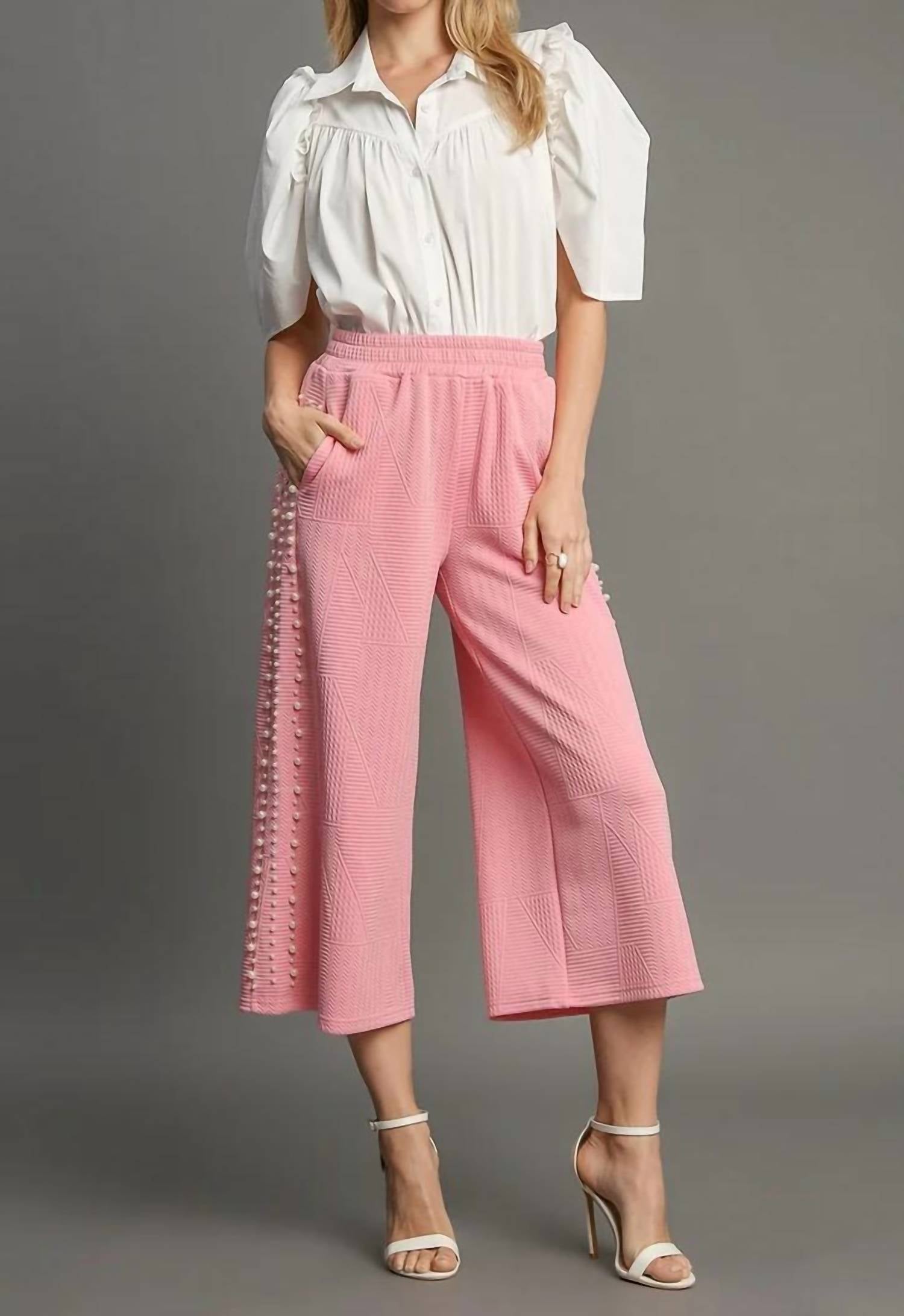 Umgee - Olivia Pearl Side Seam Detail Knit Jacquard Pants