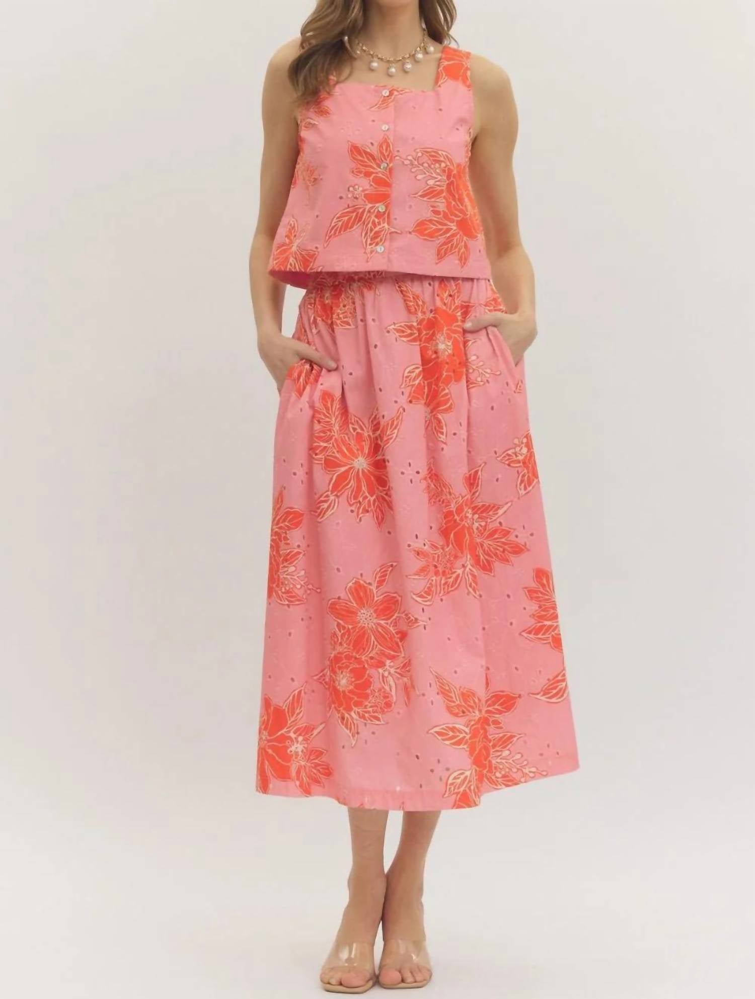 Entro - Eyelet Midi Skirt & Top Set