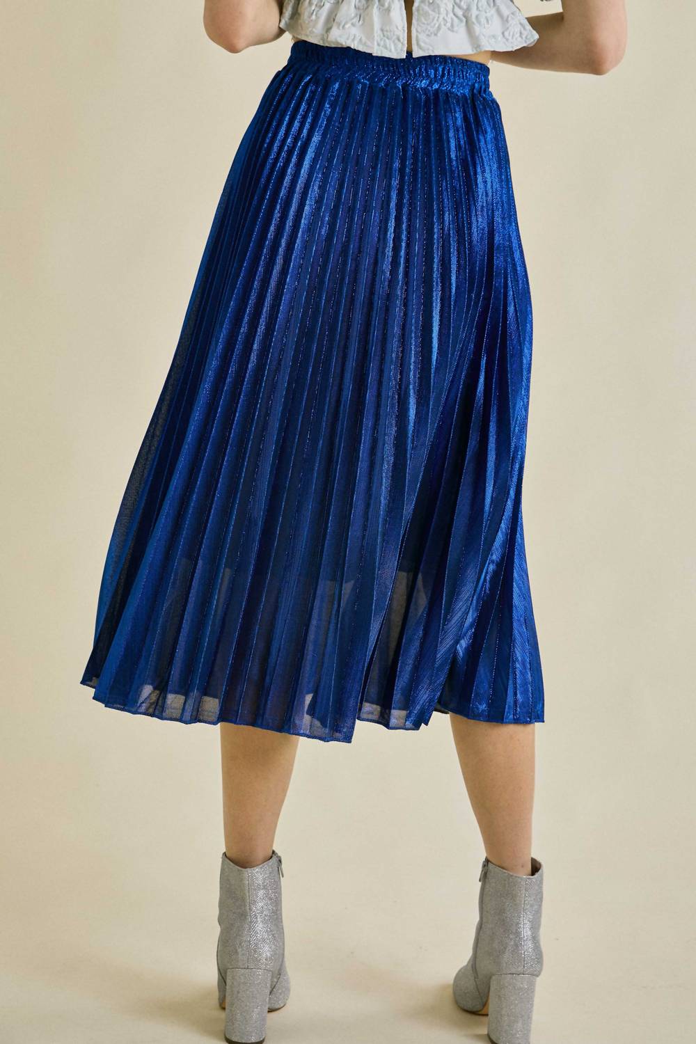 J.Nna - Glitter Pleated Midi Skirt