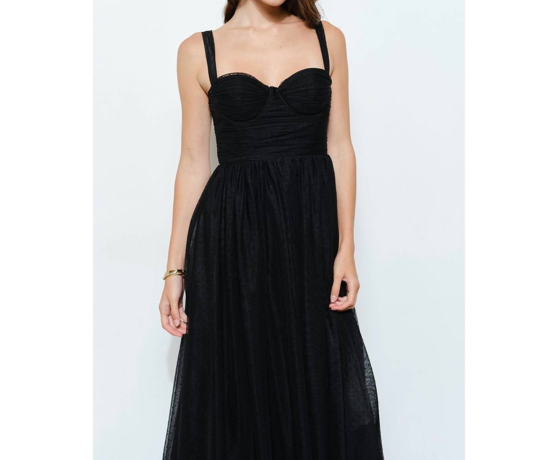 Ina Fashion - Mini Dot Tulle Bustier Midi Dress