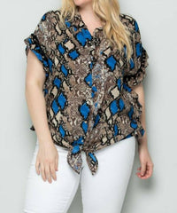 Button Down Tie Front Blouse