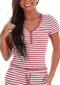 Bailey Rose - Sweet Intentions Stripe Snap Button Tee