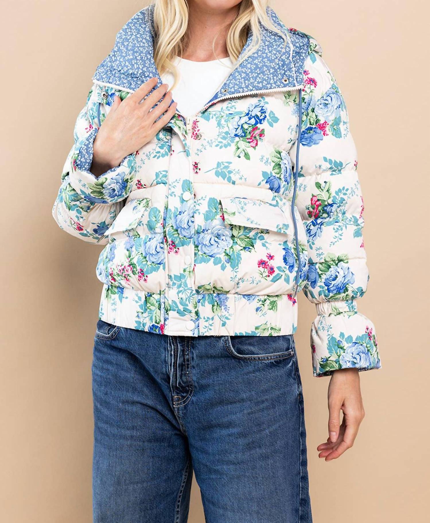Tcec - Georgette Floral Puffer Jacket
