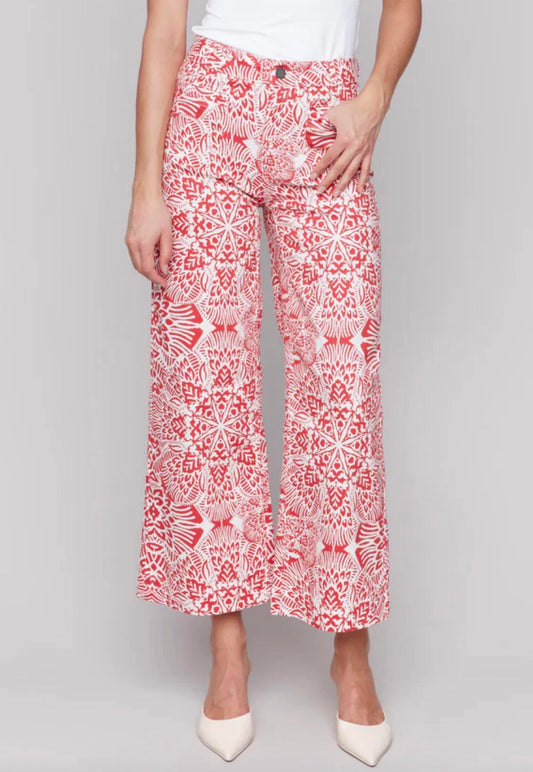 Charlie B - Printed Crop Flare Patch Pocket Pant