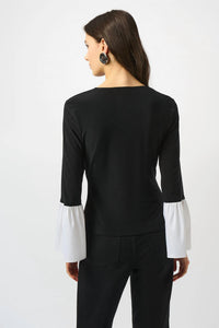 Joseph Ribkoff - Faux Wrap Bell Sleeves Tunic Top