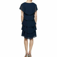 Slny - Georgette Tiered Capelet Dress