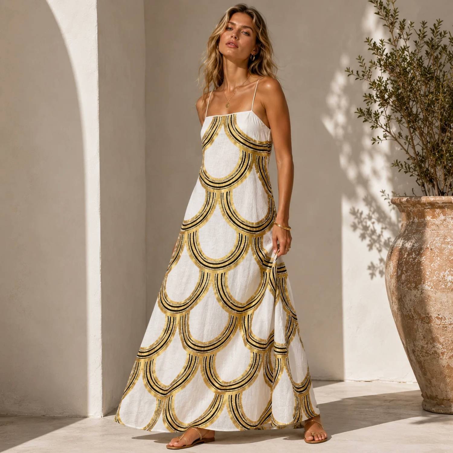 Mystery Resort - Golden Horizon Maxi Dress