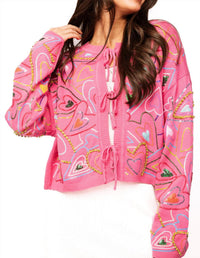 Queen Of Sparkles - Groovy Heart Tie Up Sweater
