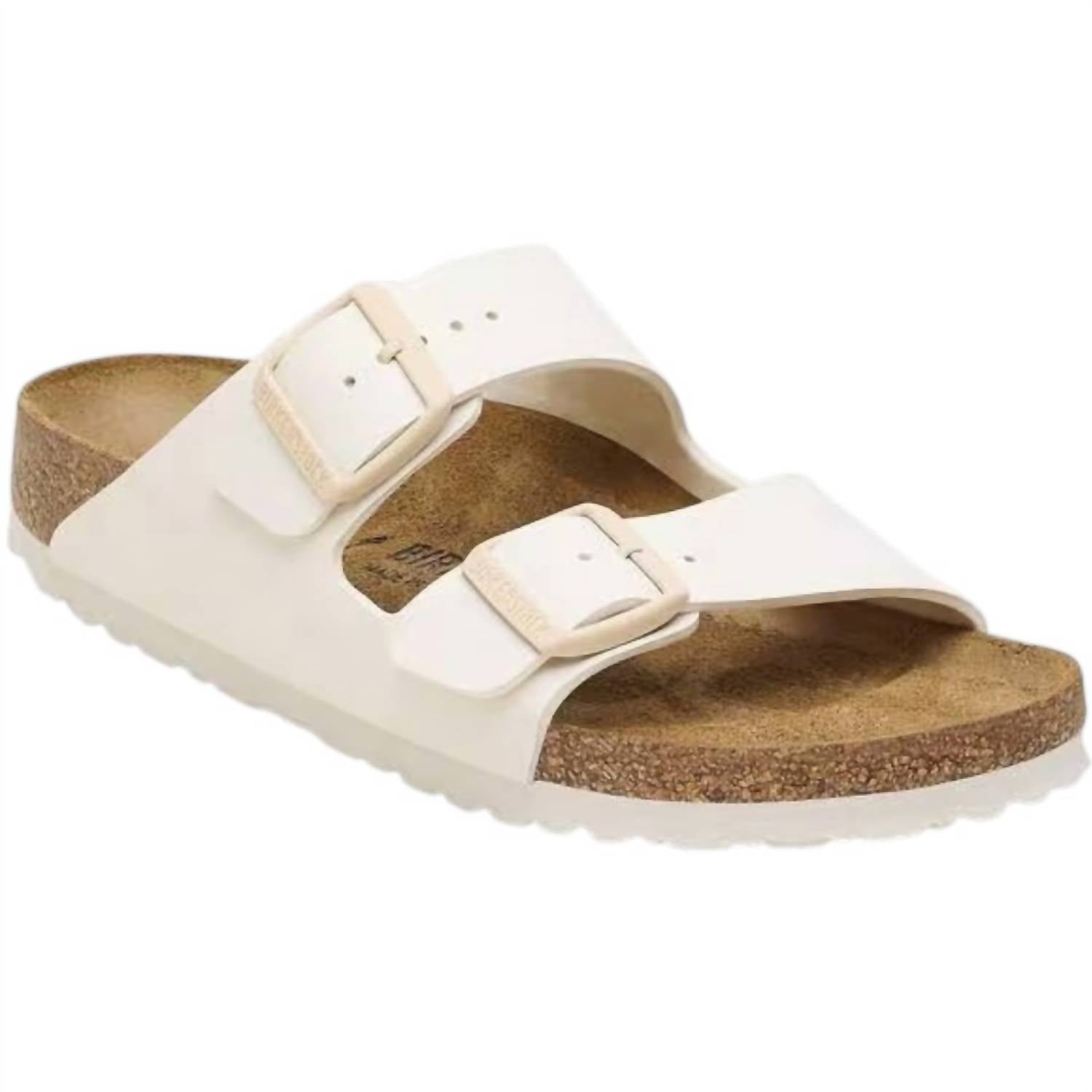 BIRKENSTOCK Women's Arizona Rivet Logo Textile Vegan Canvas Sandals in eggshel - women's sandal
