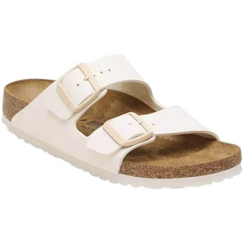 BIRKENSTOCK Women's Arizona Rivet Logo Textile Vegan Canvas Sandals in eggshel - women's sandal
