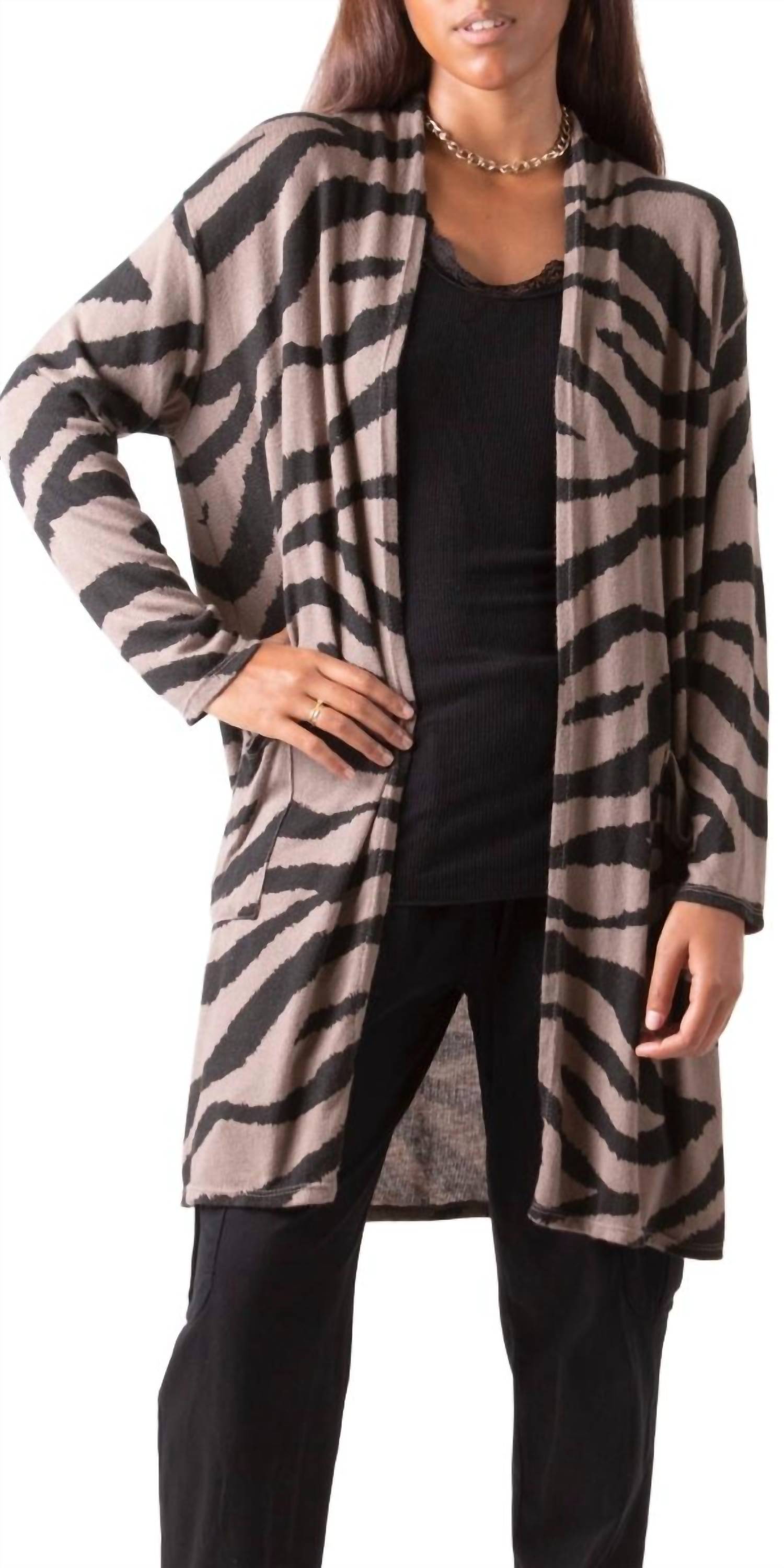 Gigi Moda - Zebra Knit One Size Cardigan