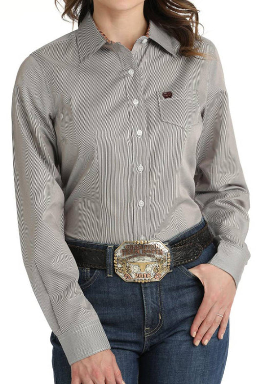 Cinch - Women's Tencel Stripe Button Down Long Sleeve Shirt