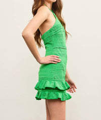 Mustard Seed - Ruffle Tiered Crochet Halter Dress