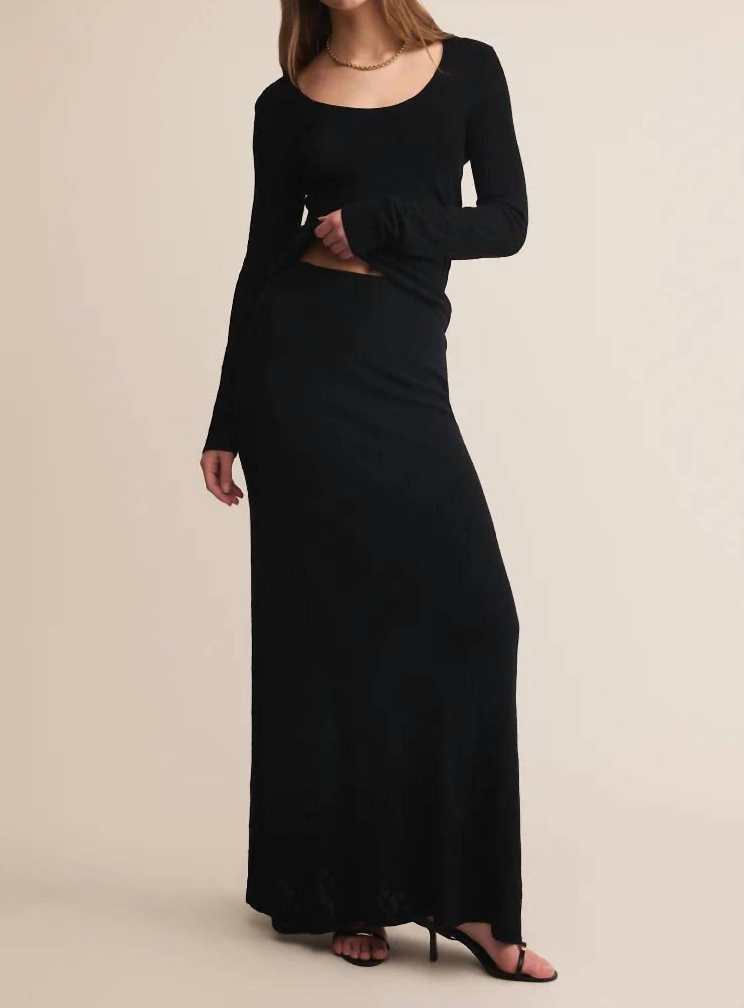 Z Supply Tibi Scoop Mesh Top in black - women's long sleeve top - alternate view