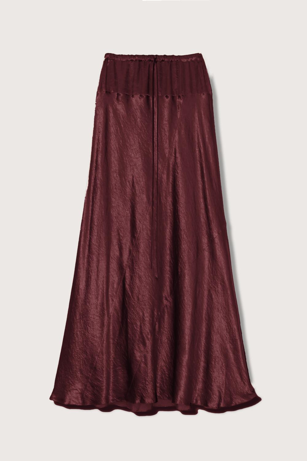 LAUREN MANOOGIAN Women's Luster Maxi Skirt in merlot - women's skirt