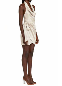 Amanda Uprichard Martine Silk Mini Dress in chalk - women's dress - alternate view