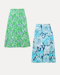 Lilly Pulitzer CONSTANCE REVERSIBLE MIDI SKIRT in green lilly of the valley capri blue rosanna - women's skirt - view 9