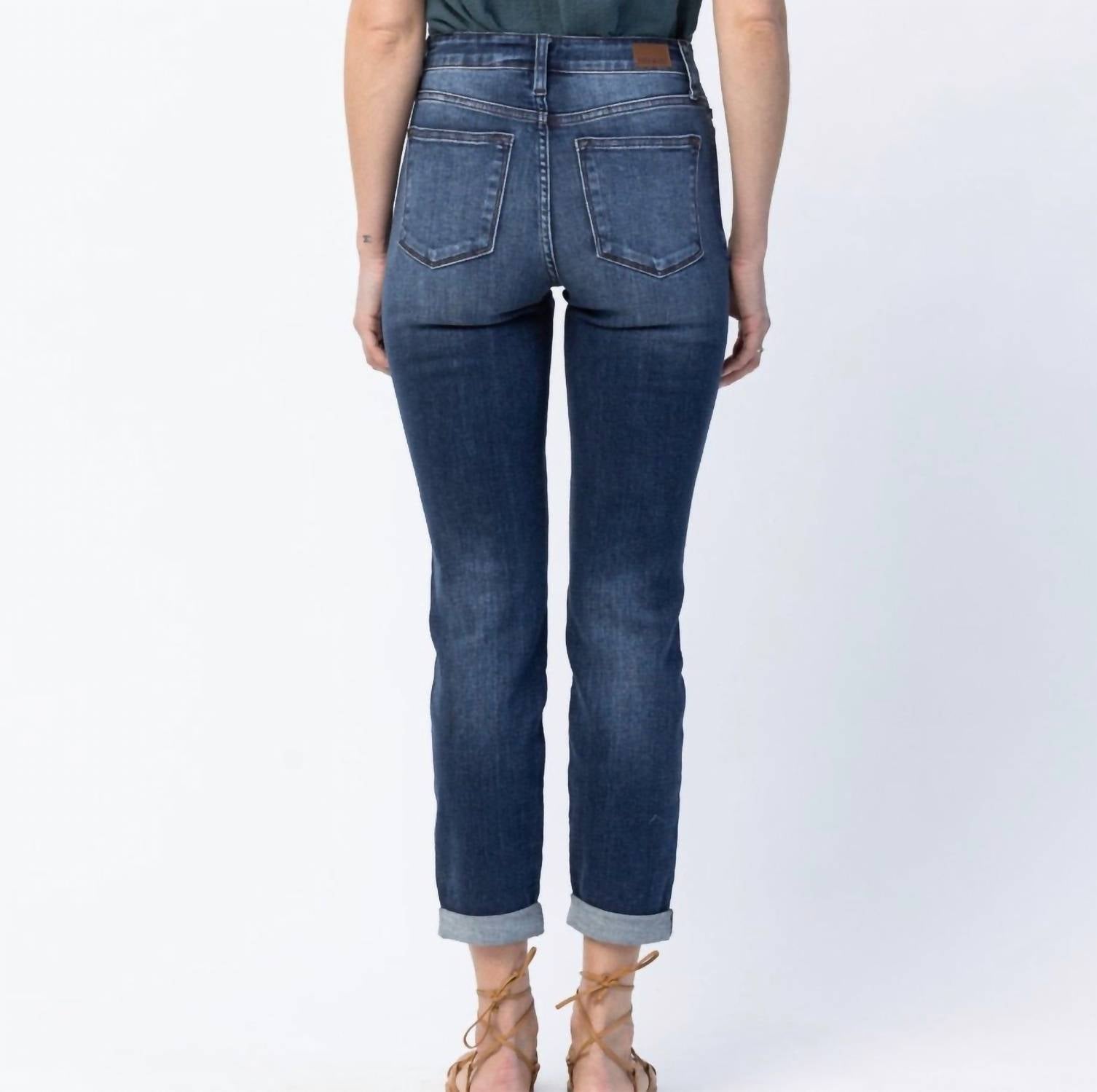 Judy Blue - Basic Cuffed Slim Fit Boyfriend Jeans