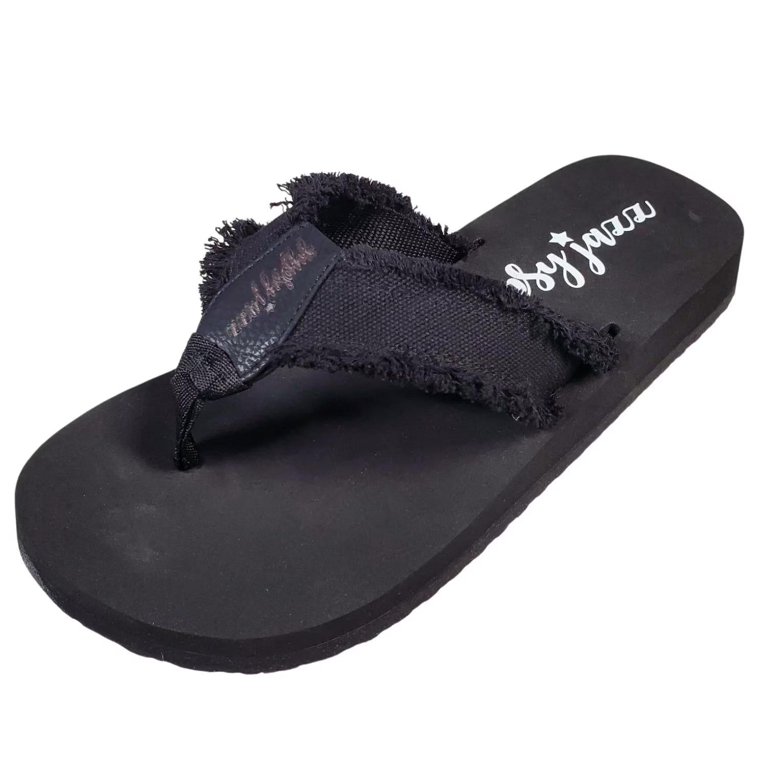Very G - Women's Encore Frayed Top Fashion Flip Flop Sandal
