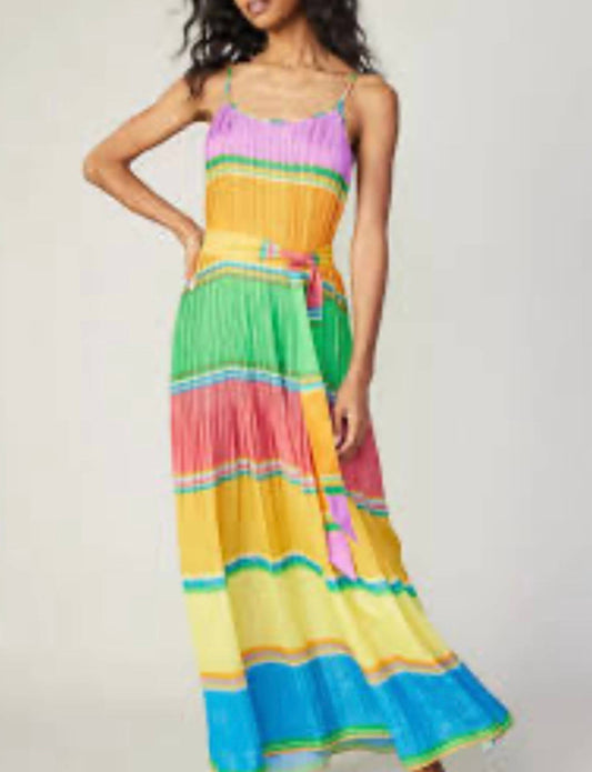 Current Air - Color Blocking Pleated Midi Dress