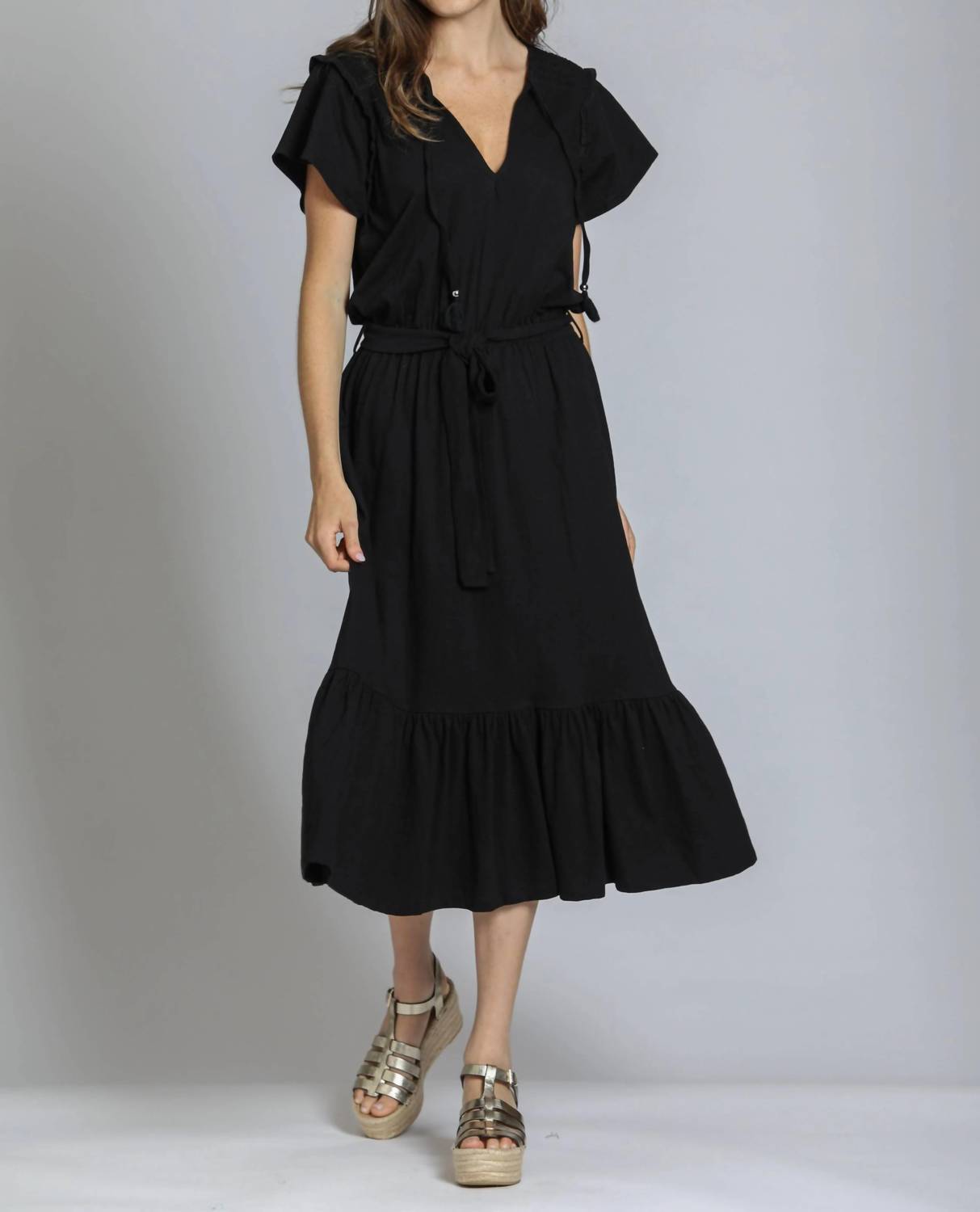 Apny - Short Sleeve Dress With Smocking Detail