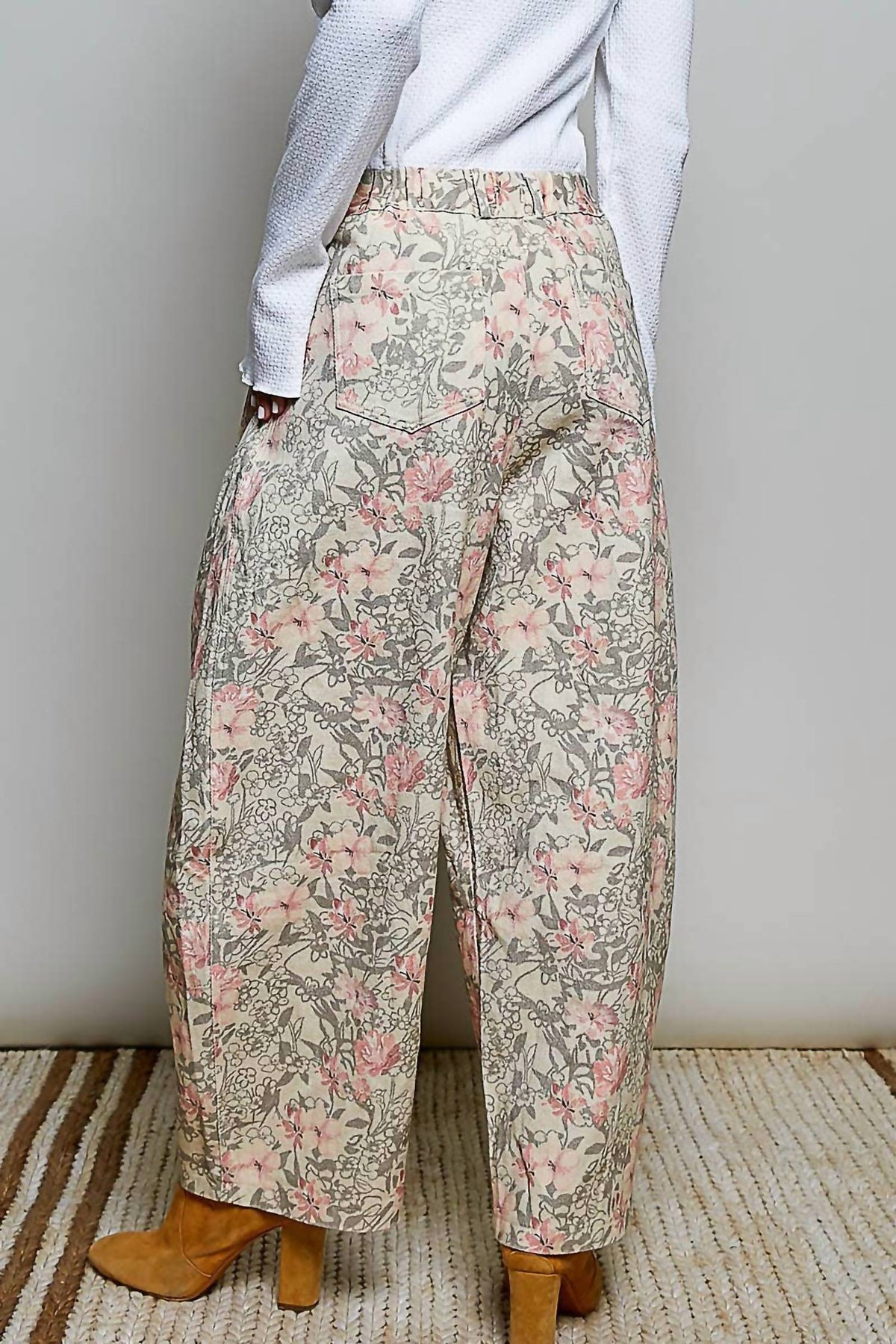 Pol - Crafted Textured Allover Print Woven Wide Leg Pants