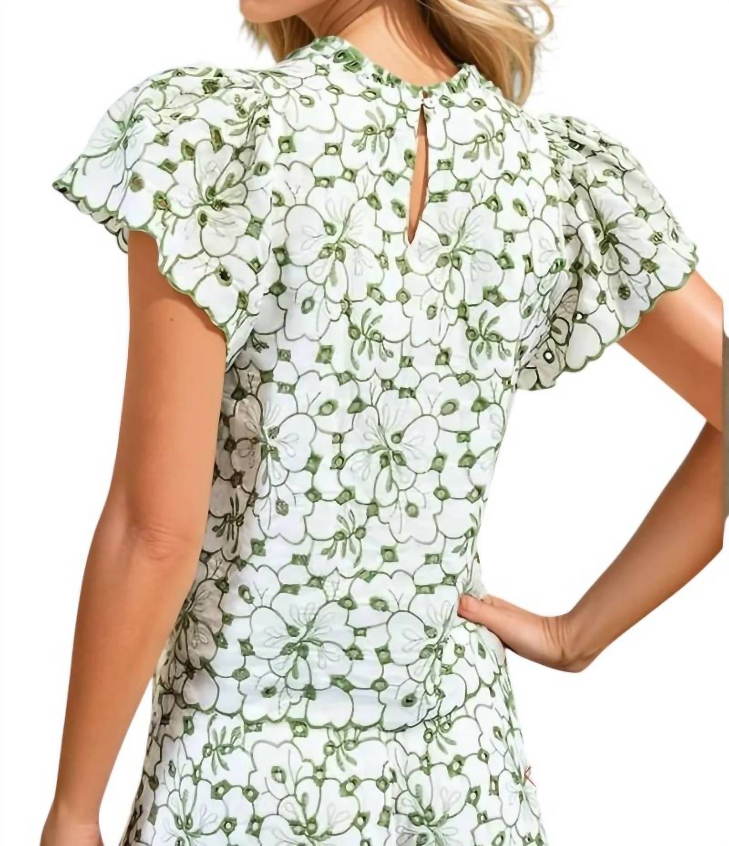Glam - Chelsea Embroidered Eyelet Blouse & Short Set