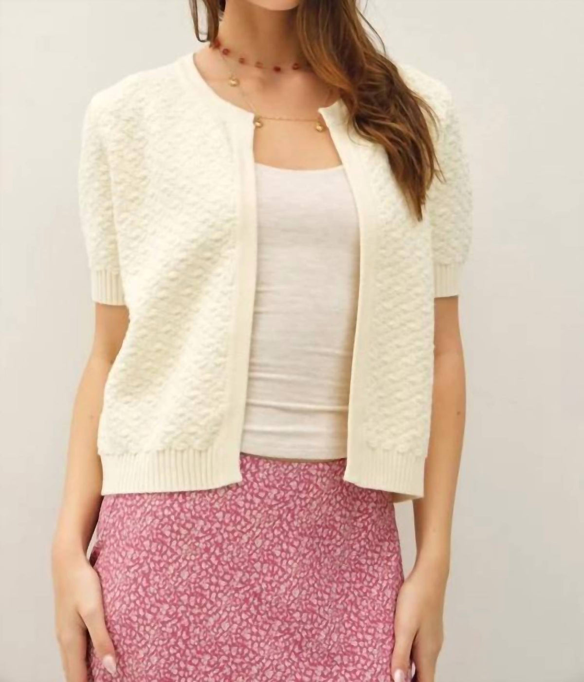 Be Cool - Textured Short Sleeve Cardigan