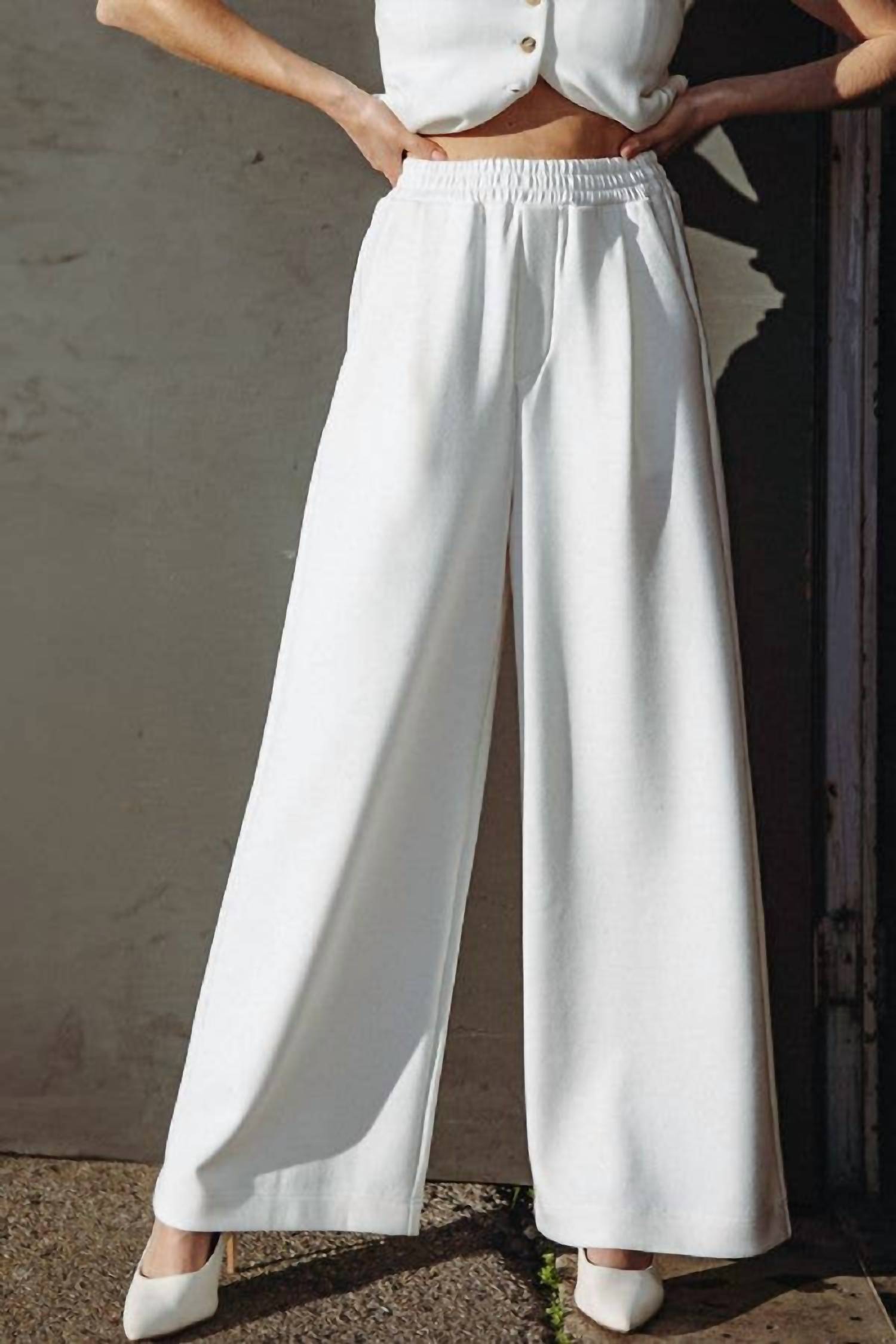 Flying Tomato - Wide Leg Knit Trouser