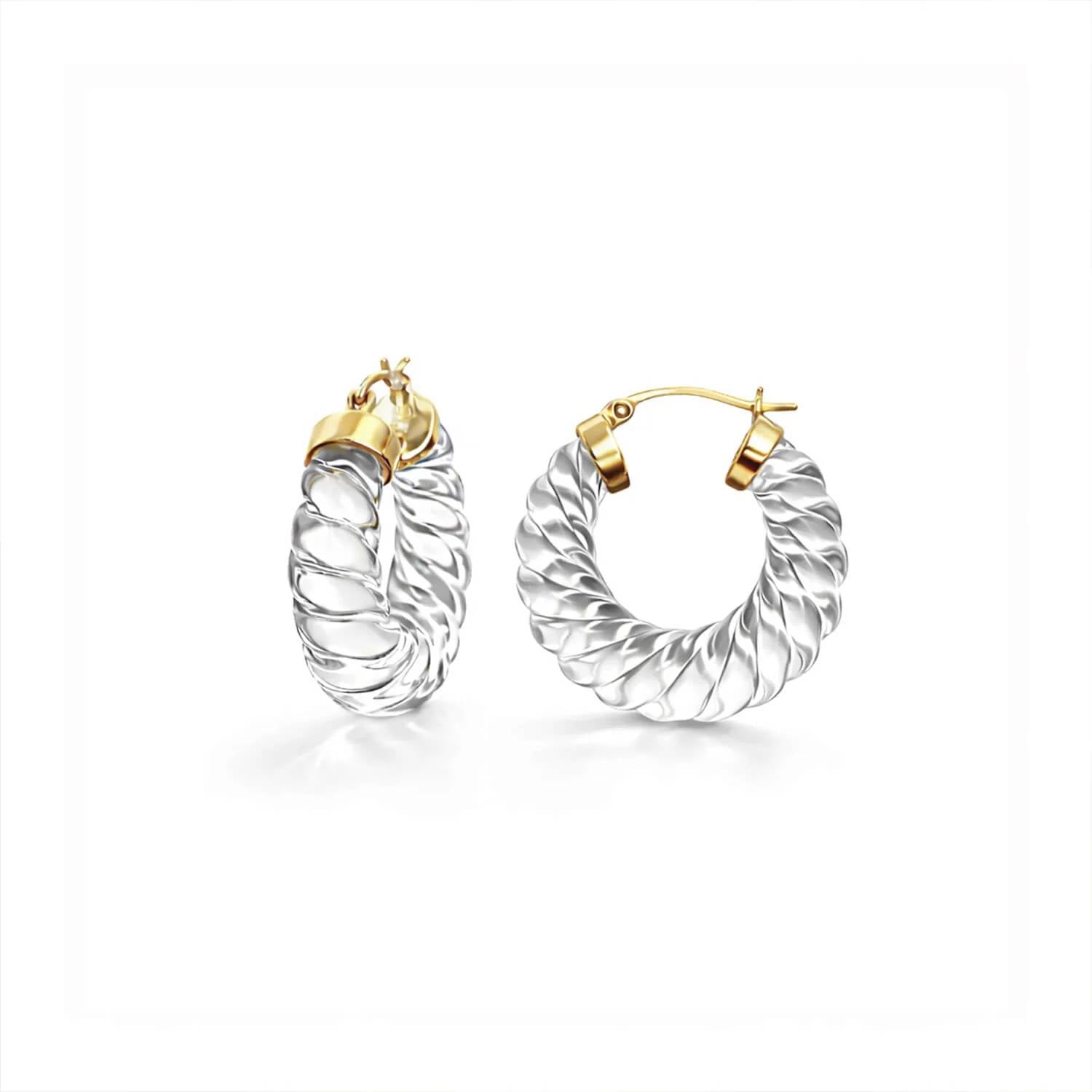 Gold & Honey - Women's Chunky Rope Hoop Earrings