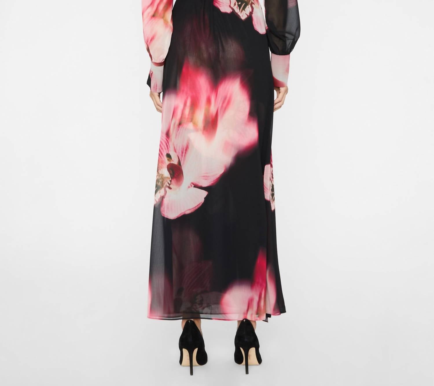 Misa Los Angeles Naomi Floral Dress in midnight orchid - women's dress - detail view