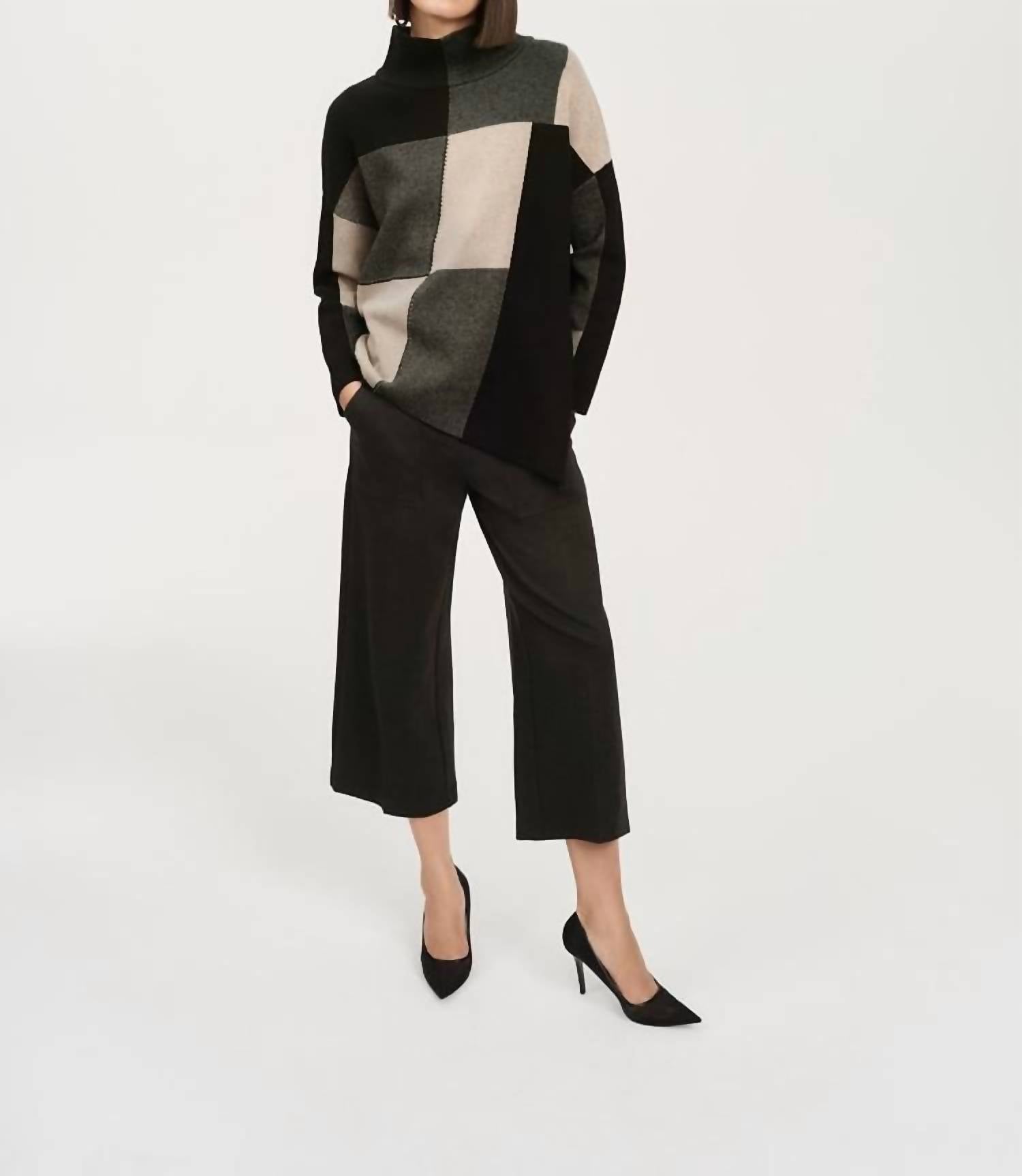 Joseph Ribkoff - Color-block Jacquard Knit Pullover Sweater