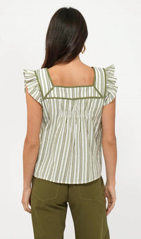 Greylin - Olga Stripe Flutter Sleeve Top