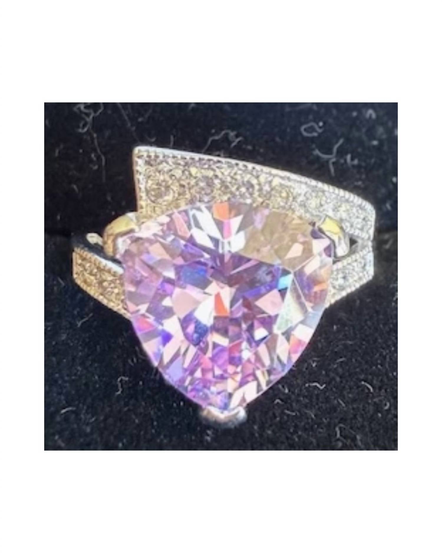 P & K Jewelry Women's Sterling Cubic Zirconia Ring in purple silver - women's jewelry - detail view