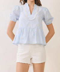 Pretty Follies - Sky-high Peplum Blouse