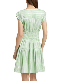 Derek Lam 10 Crosby Tora Pintuck Stripe Shirting Dress in kelly green white - women's dress - alternate view