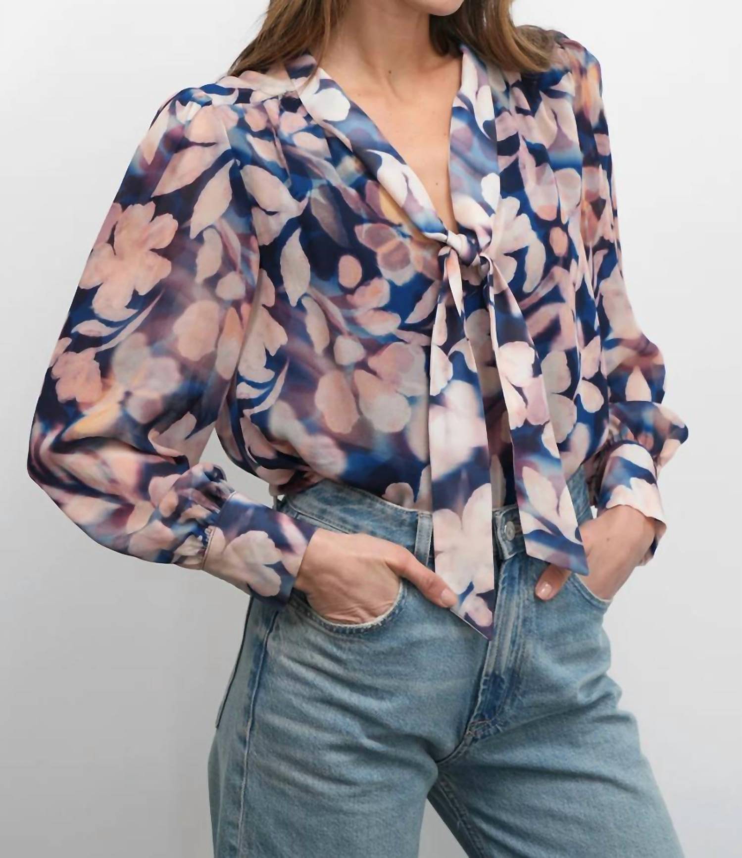 Greylin - Rosabel Viscose Tie Neck Blouse