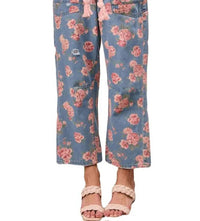 Vanilla Monkey - Women's Braided Waist Belt Patch Pocket Floral Denim Pants