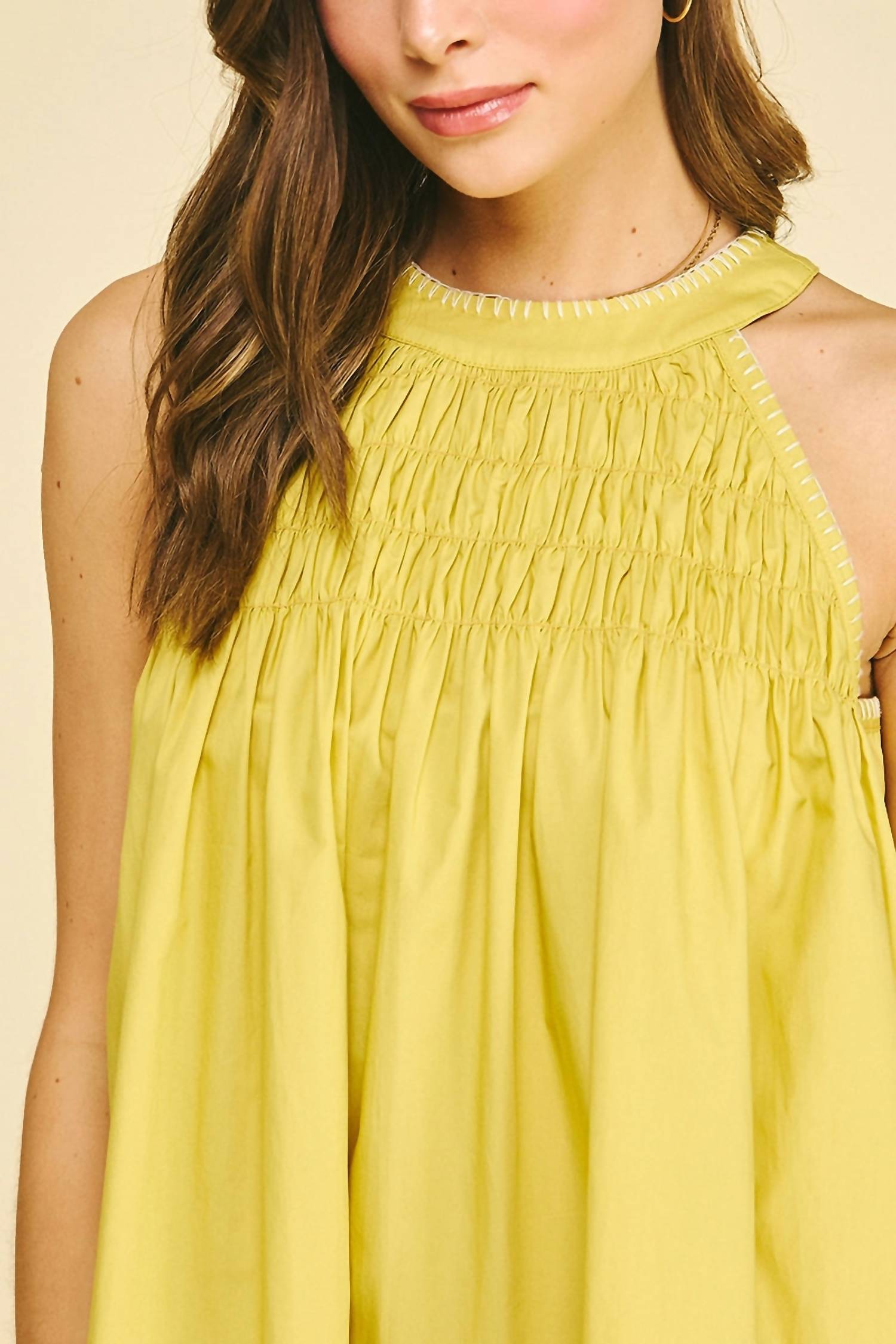 PINCH Halter Neck A-Line Mini Dress in yellow - women's dress - view 4