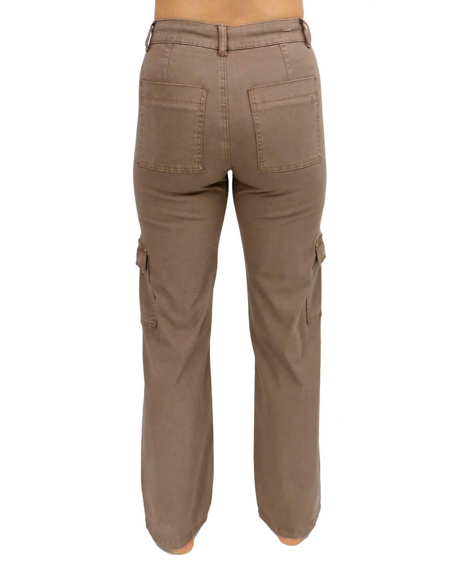 Grace and Lace Women's Sueded Twill Cargo Pants in caribou - women's pants - detail view