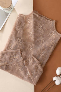 Accity - Sheer Lace Long Sleeve Top