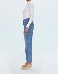 PISTOLA Lexi Mid Rise Bowed Straight Jean in metropolis - women's jeans - detail view