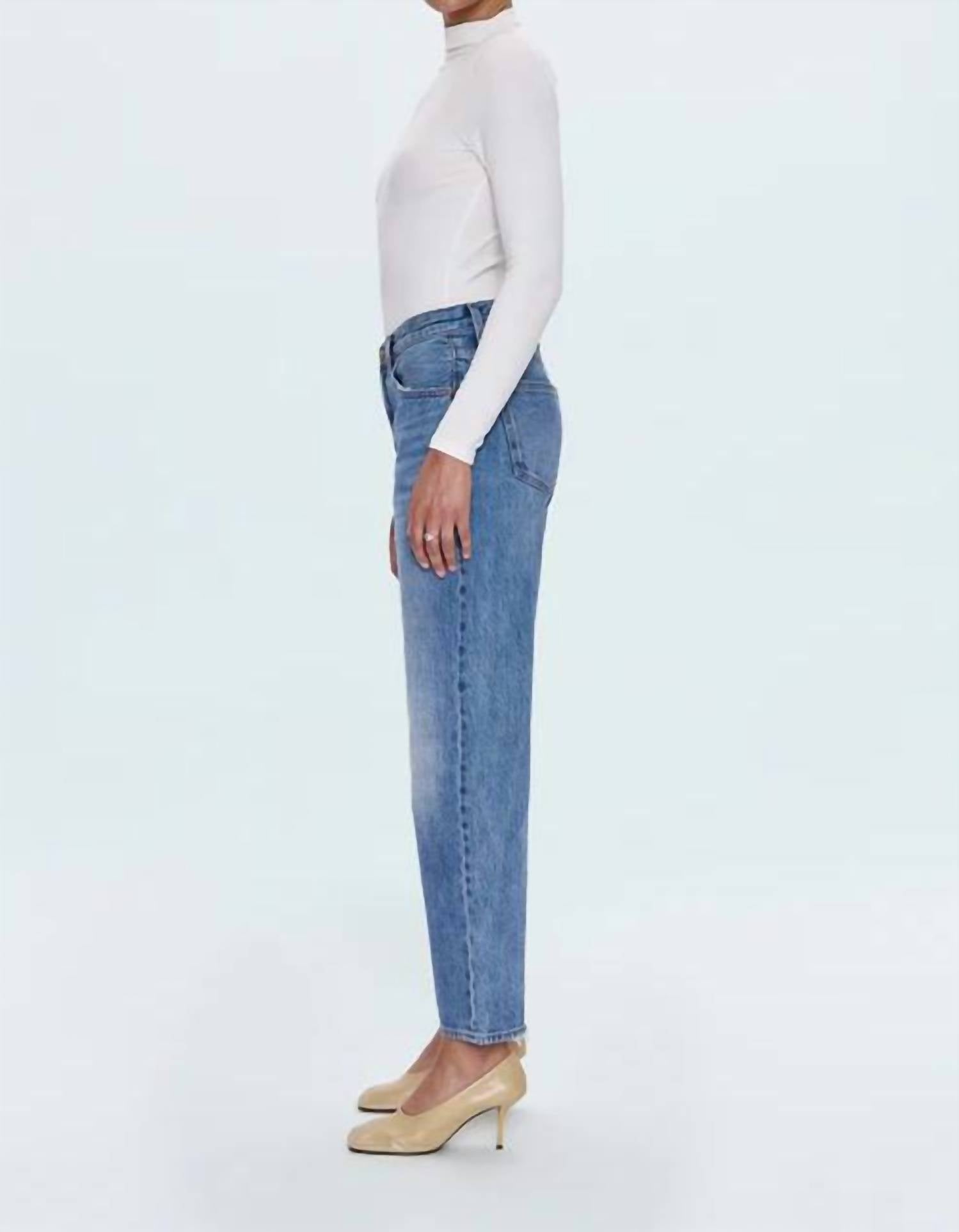 PISTOLA Lexi Mid Rise Bowed Straight Jean in metropolis - women's jeans - detail view