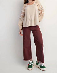 Easel - Mixed Knit Texture Top