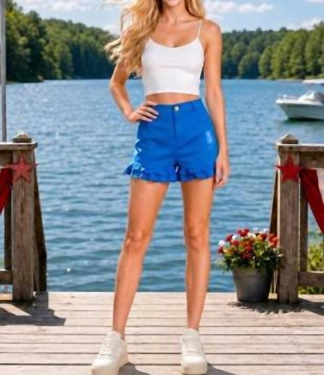 Main Strip - Women's Iris Ruffle Hem Summer Shorts