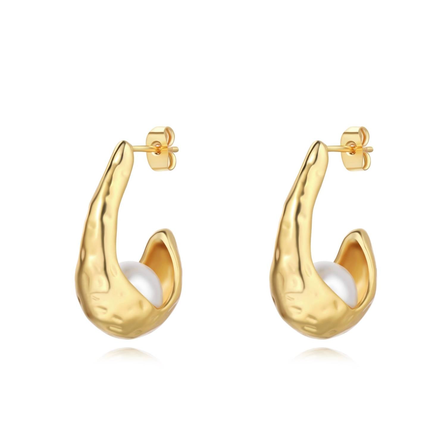 Sahira Jewelry Design - Women's Alani Pearl Hoop Earrings
