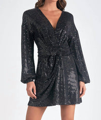 Elan - Sparkle V-Neck Dress