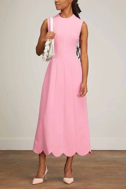 Lela Rose - Scallop Hem Midi Dress