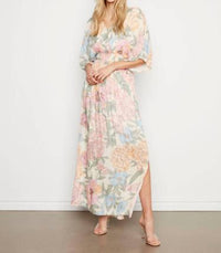 Charlie B - Dolman Short Sleeves Maxi Dress With Side Slits