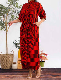 Karen T Design - Button Down Stripe Midi Dress